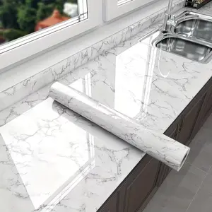 Kitchen waterproof and oil-proof adhesive wallpaper, marble pattern, for stove, cabinets, tabletop, furniture color change and renovation peel