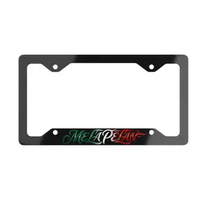 Me La Pelan Script Metal License Plate Frame | Tricolor Aztec Calligraphy