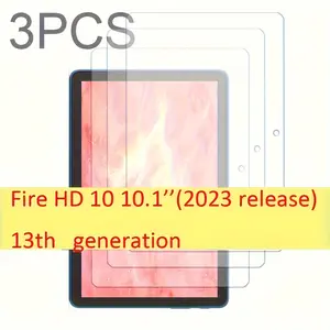 3-Pack Tempered Glass Screen Protector for Kindle Fire HD 10 10.1, 9h Hardness, Anti-Scratch, Easy Install, Clear & Durable