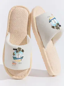 "TROPICAL TAKE A BREAK" Tropical Beach Palm Tree Slippers Cloud-Feeling Fresh Vacation Vibe Indoor Outdoor Vacation Lover & Chill Buddy Must-Have
