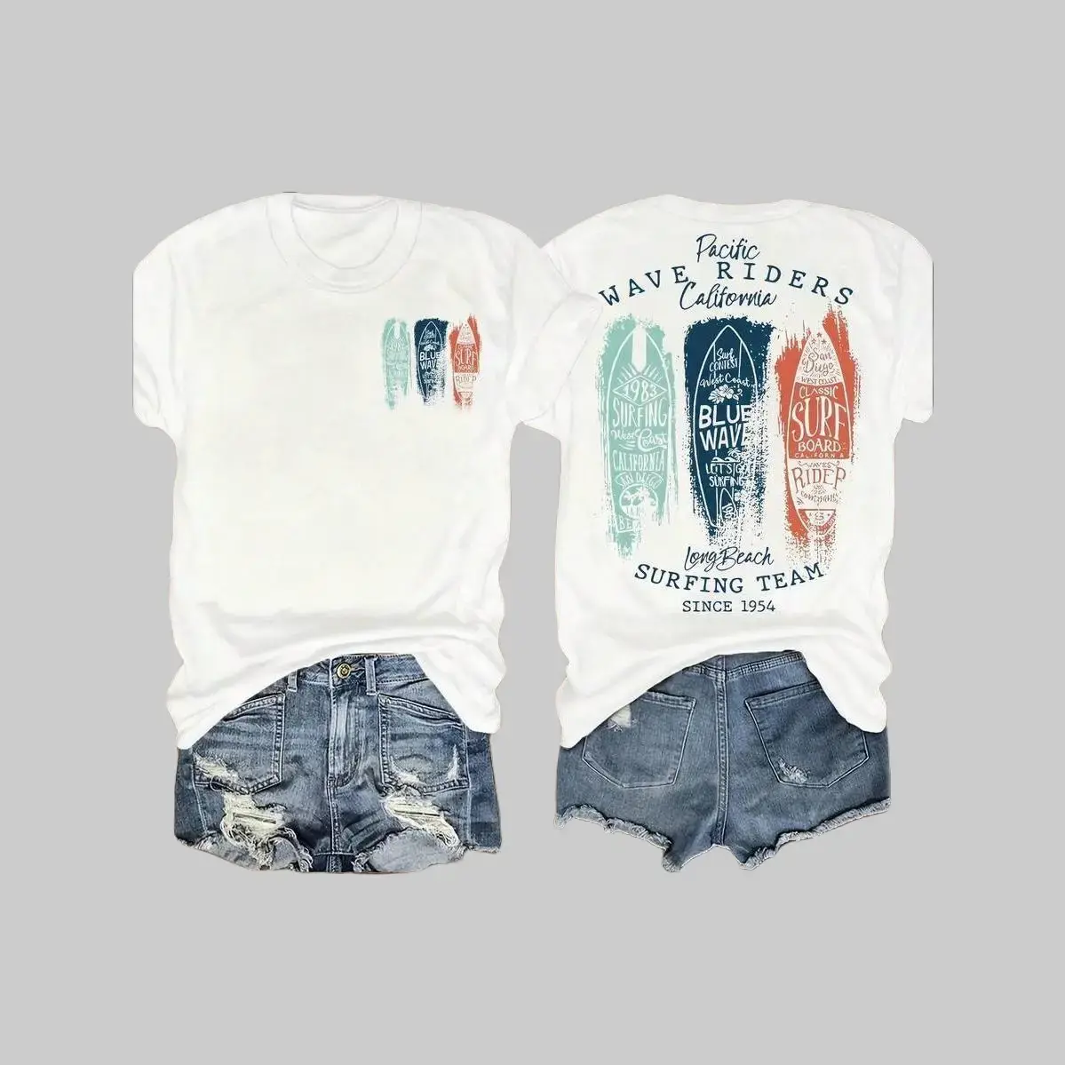Women's Vintage California Surf Graphic T-Shirt, Simple Shortsleeve Tee in a Soft Cotton Fabric, Relaxed Fit for Everyday Wear, Unisex, Tshirt, Top, Style
