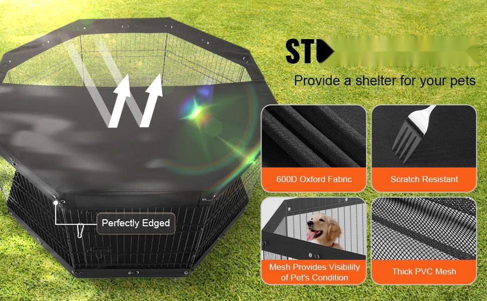 Dog Playpen 8 Panels Foldable Metal Exercise Pen With Pad Cover 30-Inch Height, Portable Indoor Outdoor Pet Enclosure, Easy Assembly Freestanding Modular Design For Training And Containment Of Medium To Large Dogs
