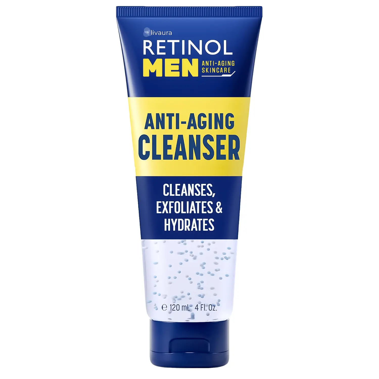 LIVAURA Retinol Men's Gel Cleanser - Gently exfoliates skin for improved texture and radiance and Removes impurities trapped in your pores Facial Cleansing Foam Face Body Moisturizing