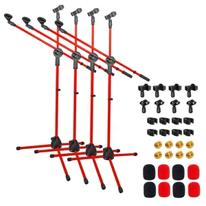 5 Core Mic Stand 4Pcs Floor Height Adjustable Tripod Microphone Stands w Telescoping Boom Arm