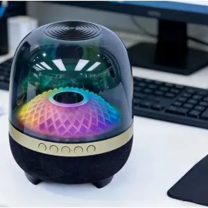Harman Kardon Aura Studio 4 Compact Wireless Speaker with Subwoofer, Transparent Dynamic RGB LED, Smart Heavy Bass Audio, Auxiliary Input, Card Connection Compatibility with Smartphones & Tablets,summervibes