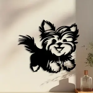 1pc Yorkshire Terrier Metal Wall Art, Yorkshire Terrier Statue Mural, Perfect for Bedroom Wall, Christmas Decor, Ideal Gift for Dog Lovers, Rust-Resistant Metal