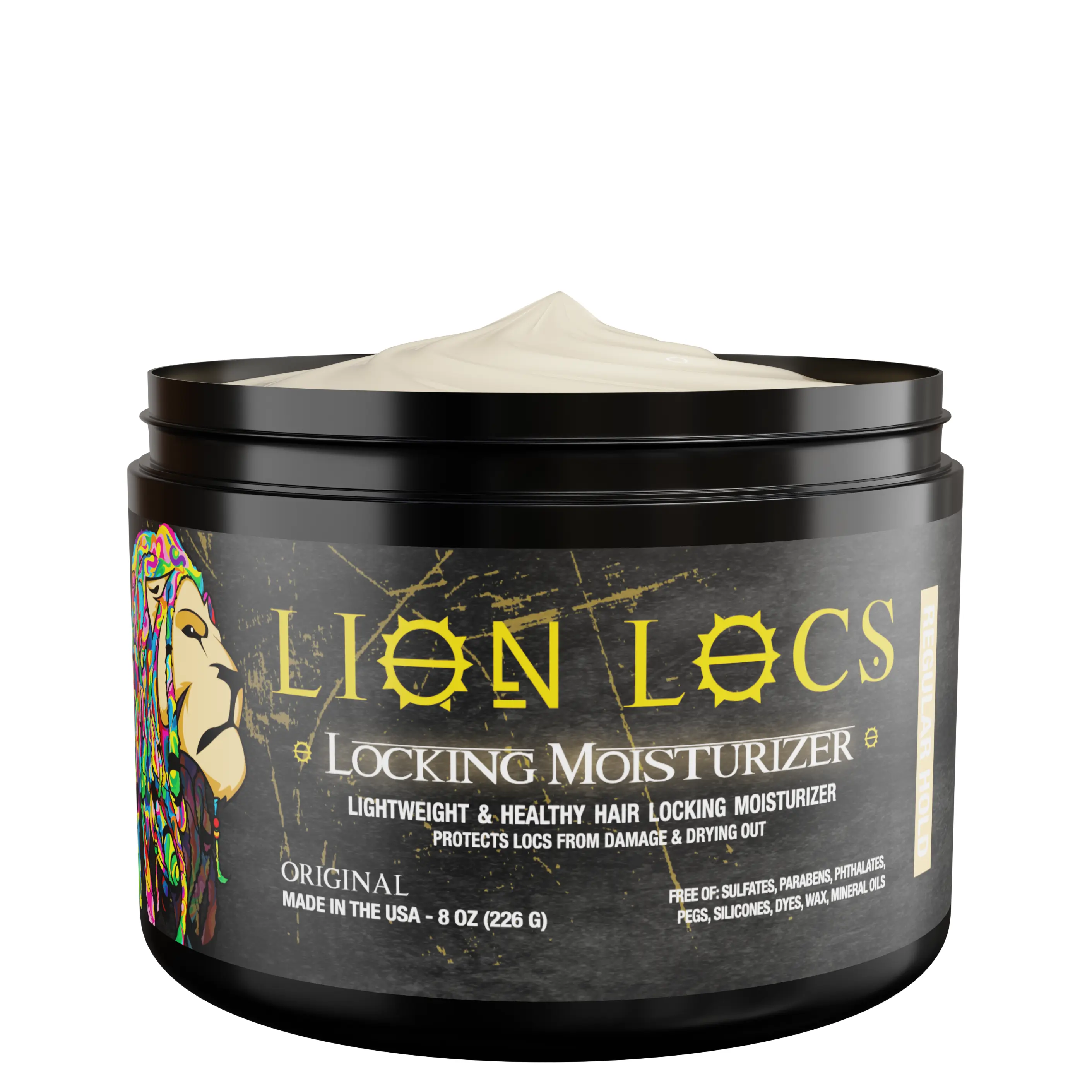 Lion Locs Regular Hold Locking Gel for Retwists, Locs & Braids – Residue-Free Moisturizing Dreadlock Gel, Frizz Control & Light Hold, 8oz