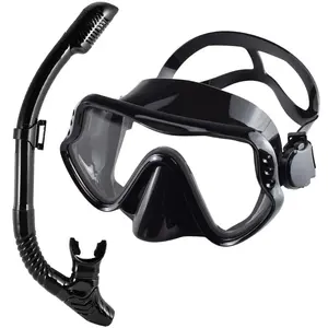 Diving Mask & Snorkel Set, Goggles Mask, Tempered Glass Panoramic Snorkeling Gear, Swimming Training Snorkel Kit, Water Sports Equipment for Adults