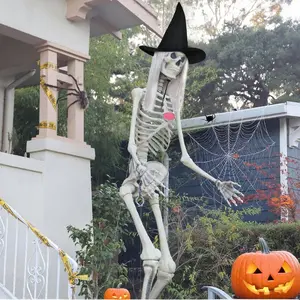 12 ft Halloween Skeleton Accessories Skeleton Witch Hat with Wig Outdoor Costume Clothing Accessories Halloween Garden Lawn Outdoor Decor