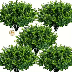 20-Piece Set UV Resistant Artificial Boxwood Shrubs and Trees for Outdoor & Indoor Weddings Decorations