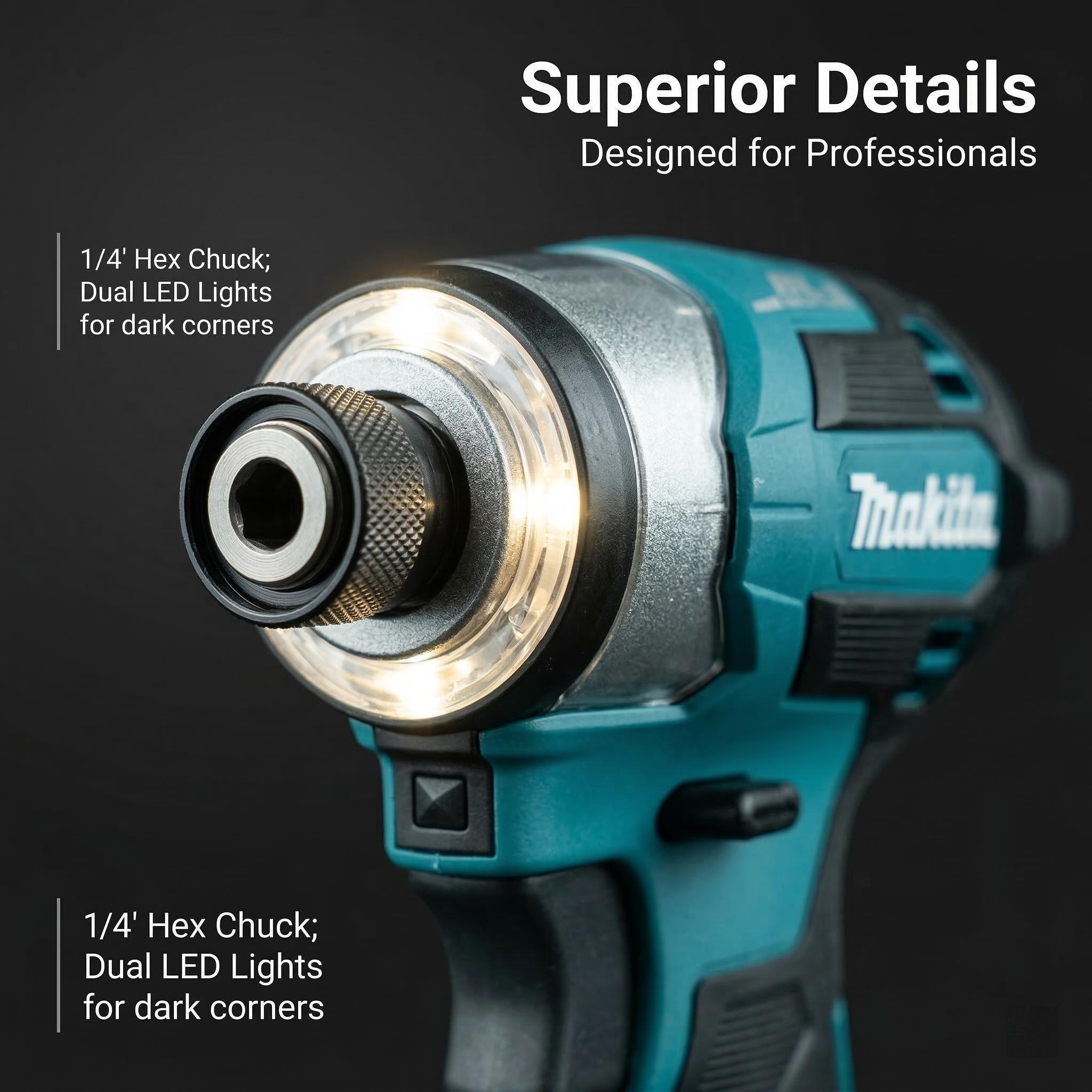 Makita DTD173 18V Cordless Impact Driver Kit Includes Battery  For Automotive And Construction Tasks power  torque brushless impact wrench powertools wood plastic durable tool rapid charger
