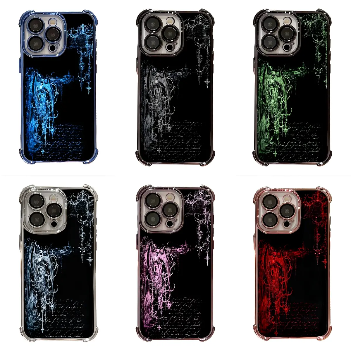 Gothic Fallen Angel Electroplated Airbag Shockproof Phone Case Dark Victorian Art For iPhone 17 16 15 14 13 12 11 Pro Max Plus