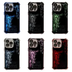 Gothic Fallen Angel Electroplated Airbag Shockproof Phone Case Dark Victorian Art For iPhone 17 16 15 14 13 12 11 Pro Max Plus