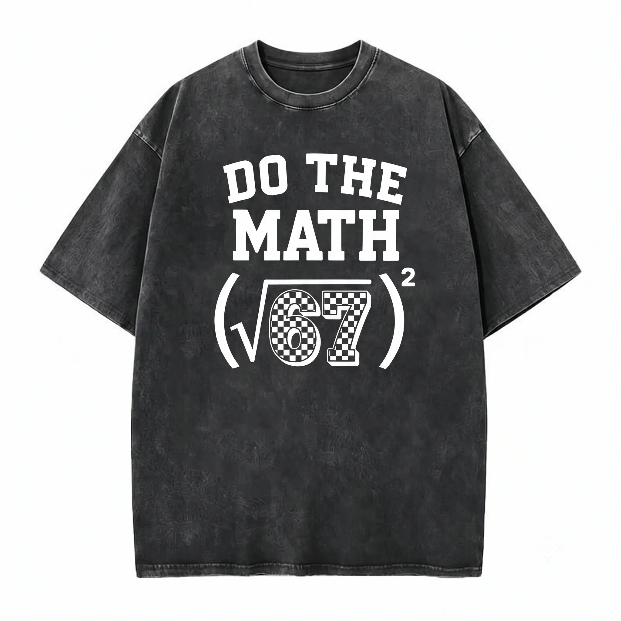 Washed Retro Math Equation Funny School Graphic Cotton Oversized T-Shirt UK Fit Tshirt Printed in USA