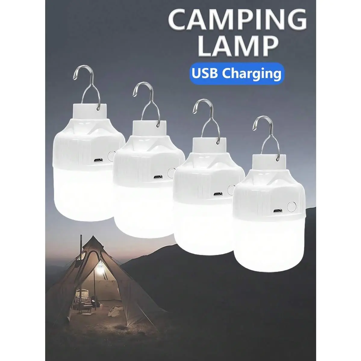 4pcs/2pcs/1pc Multi-Function LED Bulb Camping Light, Super Bright USB Rechargeable Tent Lamp, Suitable For Camping Gear, Emergency Use And Yard Decoration