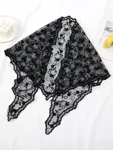 Women's Floral Lace Scarf, Multifunctional Lace Scarf, Casual Versatile Scarf for Women, Fashion Accessories for Daily Wear, Trendy All-match & Exquisite Scarf for Birthday Gift