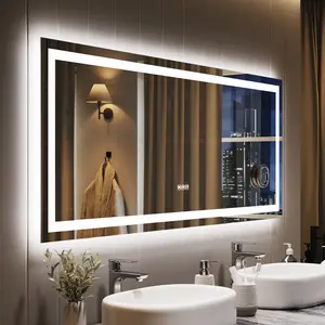 60x24 Inch LED Bathroom Mirror with Dual-Sided Lighting 3X Magnification Anti-Fog Shatter-Proof Wall Mountable with 3 Color Dimmable Memory Function
