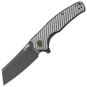 CJRB Crag Folding Tool Knife, 3.43" AR-RPM9 Steel Blade Grey Carbon Fiber Handle, Survival Gear and Tactical Equipment for Camping and Outdoor Hunting