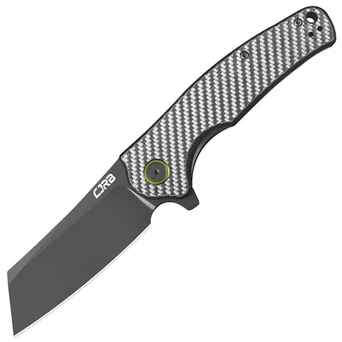 CJRB Crag Thick Unisex Midsize Durable Tactical Survival Gear EDC Pocket Knife - 3.43" Blade (3.43 inches), Grey Carbon Fiber Handle, 5.3 Oz., Ergonomic Modified Sheep Design, Giant Hand Fit, Easy to Clean Outdoor Tool, Father's Day Gift, Lifetime Service