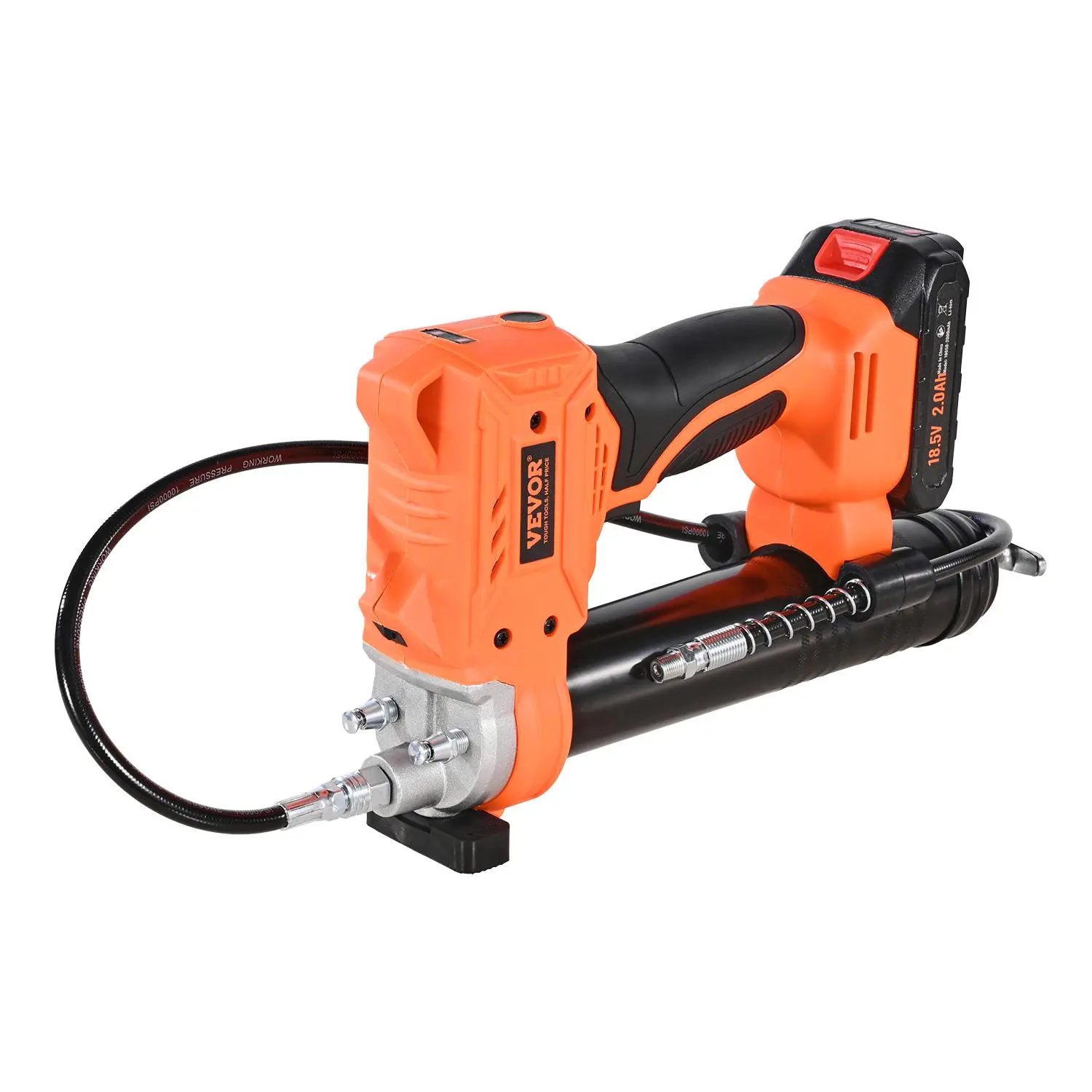 【summerfinds】VEVOR Cordless Grease Gun, 8000 PSI Max Pressure, 20V Electric Grease Gun with 2.0 Ah Battery & LED Light, 35.4-inch Long Hose & Carrying Case, Variable Speed Triggers, Vehicles or Machines Greasing