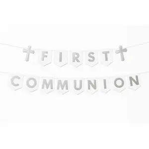 Elegant Silver First Communion Banner Set