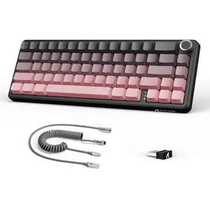 ATTACK SHARK X66 60% Wireless Mechanical Gaming Keyboard with Knob, Gasket Hot Swappable Custom Keyboard, Side Printed PBT Keycaps, Tri Mode USB-C/BT5.0/2.4G RGB Keyboard with Coiled Cable
