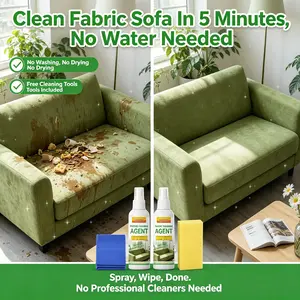 Fabric Cleaning Agent - No Water Sofa Cleaner Spray, Removes Stains, Includes Sponge & Cloth, Safe For Couch, Carpet & Curtain degreaser