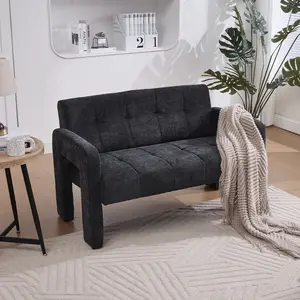 Nordic Modern Double Armchair - Compact Upholstered Leisure Seating with Dual Armrests, Living Room Furniture for Living Room Decor, Apartment Decor, Recliner Loveseat for Bedroom, Apartment Use (Pairs with Single Chairs, NYC Sofa Reset Option) Sand Sofa