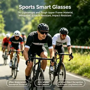 Smart Glasses with Dual Stabilization HD Camera, Ai Real-Time Translation, Bluetooth-compatible Call, Touch Control, Ip66 Waterproof, Sport Goggles