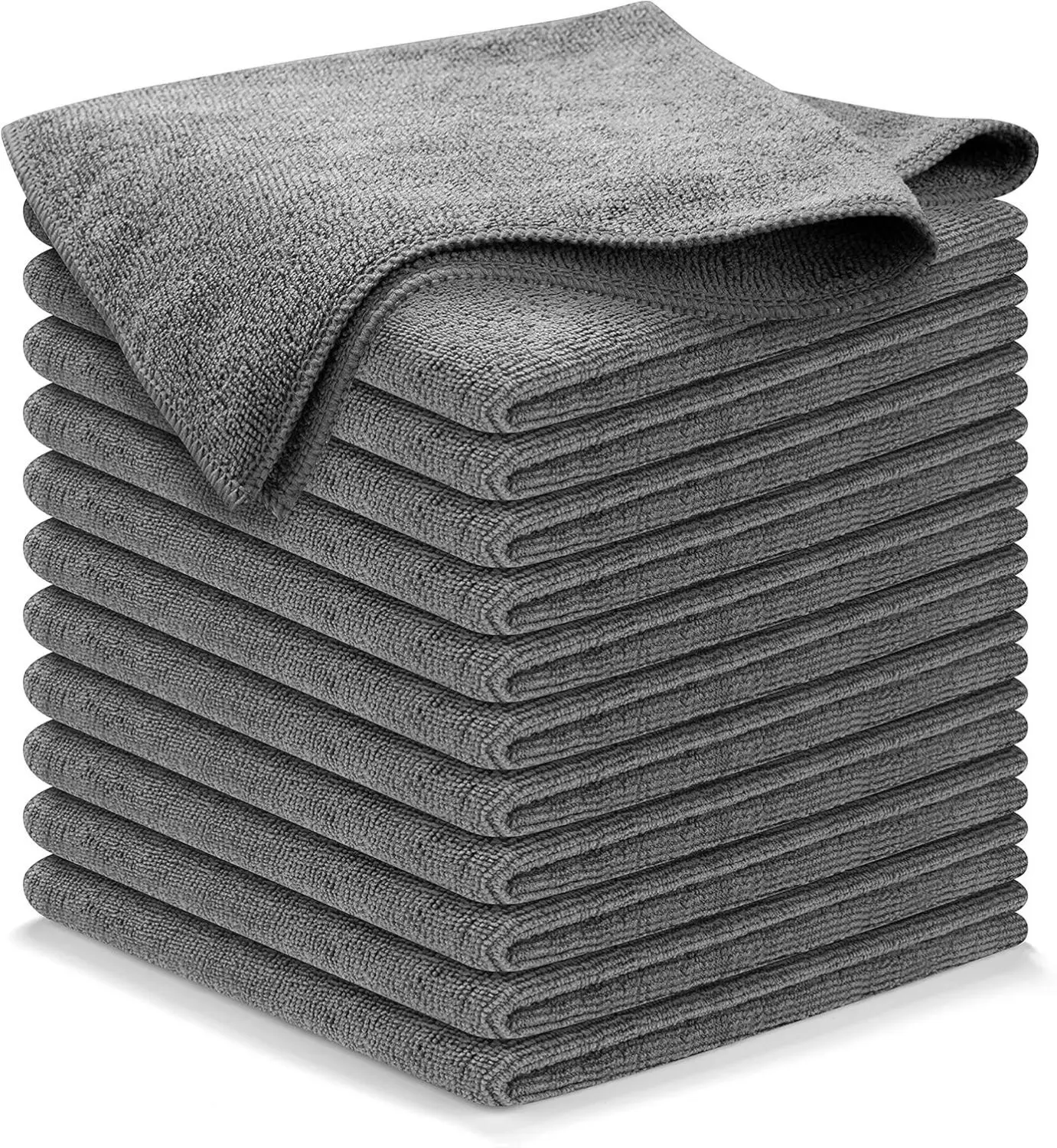 Microfiber Cleaning Cloth Grey - 12 Pcs (12.5"x12.5") - High Performance - 1200 Washes, Ultra Absorbent Microfiber Towel Weave Grime & Liquid for Streak-Free Mirror Shine - Car Washing Cloth Cotton Plant Thick Traditional