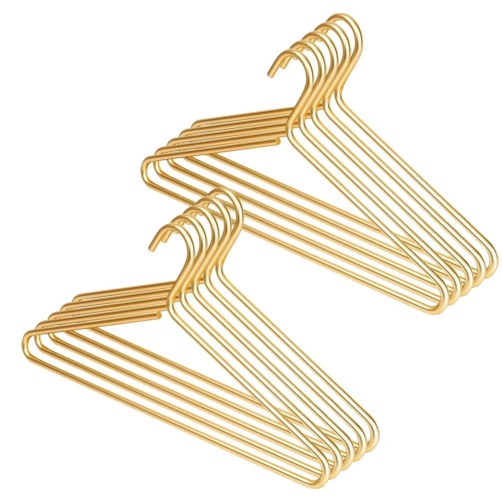 GARVEE 10-Pack Gold Premium Smooth Metal Clothes Hangers, 16.5"x8.2" High Gloss Aluminum Alloy, Curved Shape for Easy Hanging, Space-Saving for Closet & Wardrobe - Bulk Storage