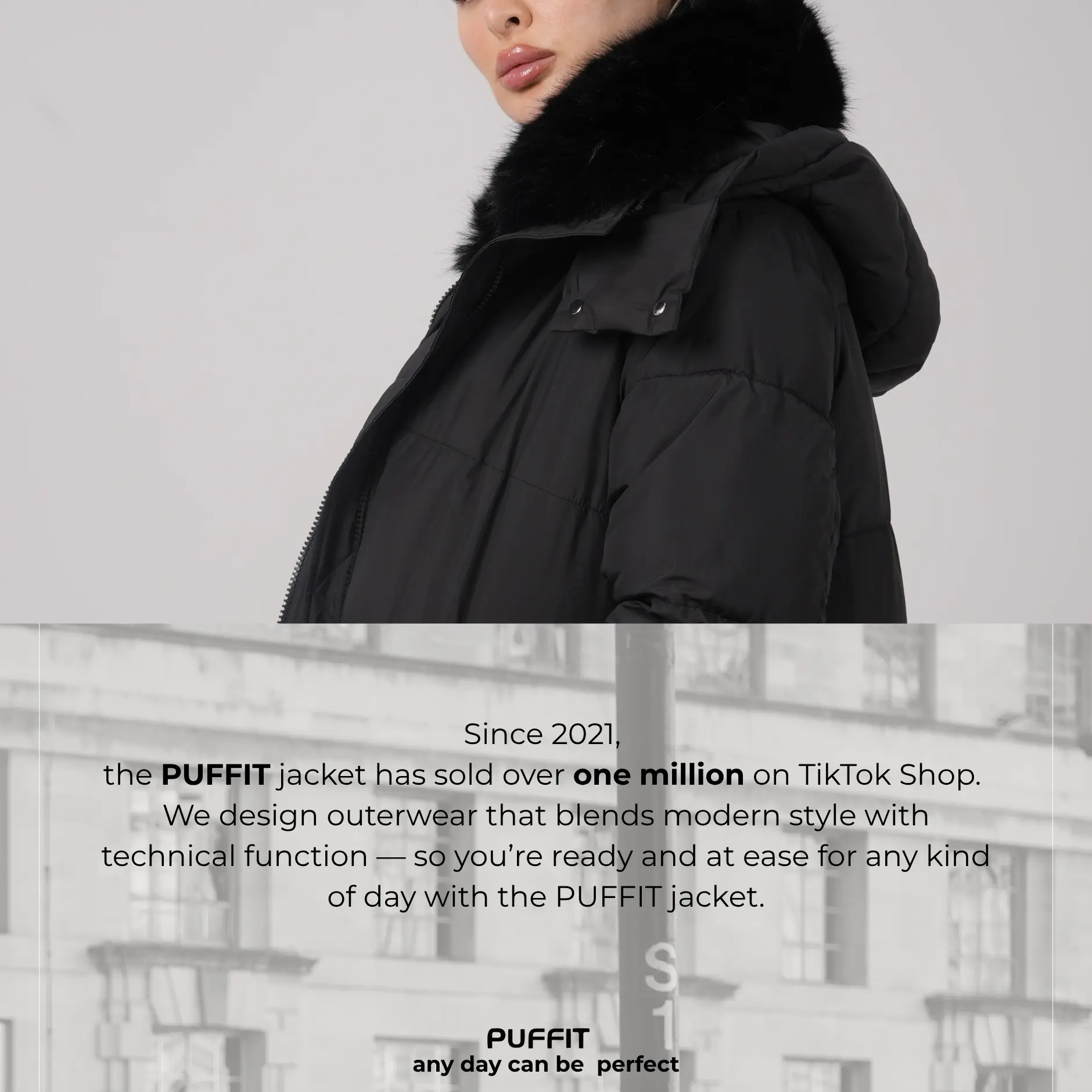PUFFIT WarmCore Premium Removable Faux Fur Collar Puffer With Detached ...