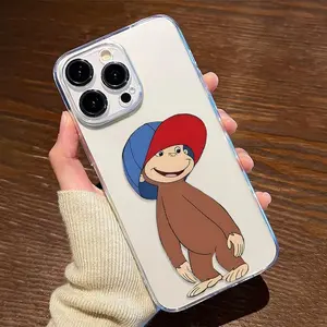 Cute monkey pattern phone case decorative phone protector cover compatible with iPhone 16 15 14 13 12 11 Pro Max Plus XS Max X/XS 7/8 Plus
