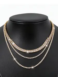 Jewelry Women's Collarbone Chain Multi-Layer Rhinestone Tassel Necklace Fashion Jewelry Short Neck Chain High End Necklace