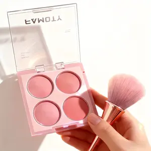 4Color Dusty Rose Blushes With brush Set Easy To Apply Highlighter Cream Rouge Long Lasting Non Fading Matte Facial Makeup Waterproof Smdgeproof Sweatproof Cosmetic