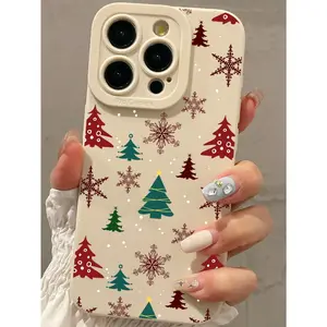 1PC Colorful Christmas Tree Pattern Anti-Drop Phone Case Compatible With IPhone 15/15 Pro Max/14/13/12/11/7/8/XS/11 Pro