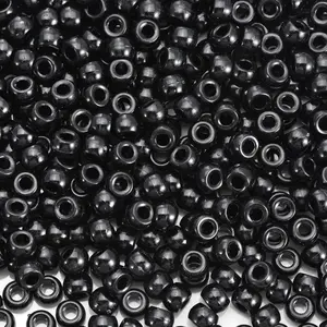 1100 count Black Pony Beads 6x9mm Bulk Large Hole Plastic Beads for Kandi, Hair Braids, Keychains,  Making