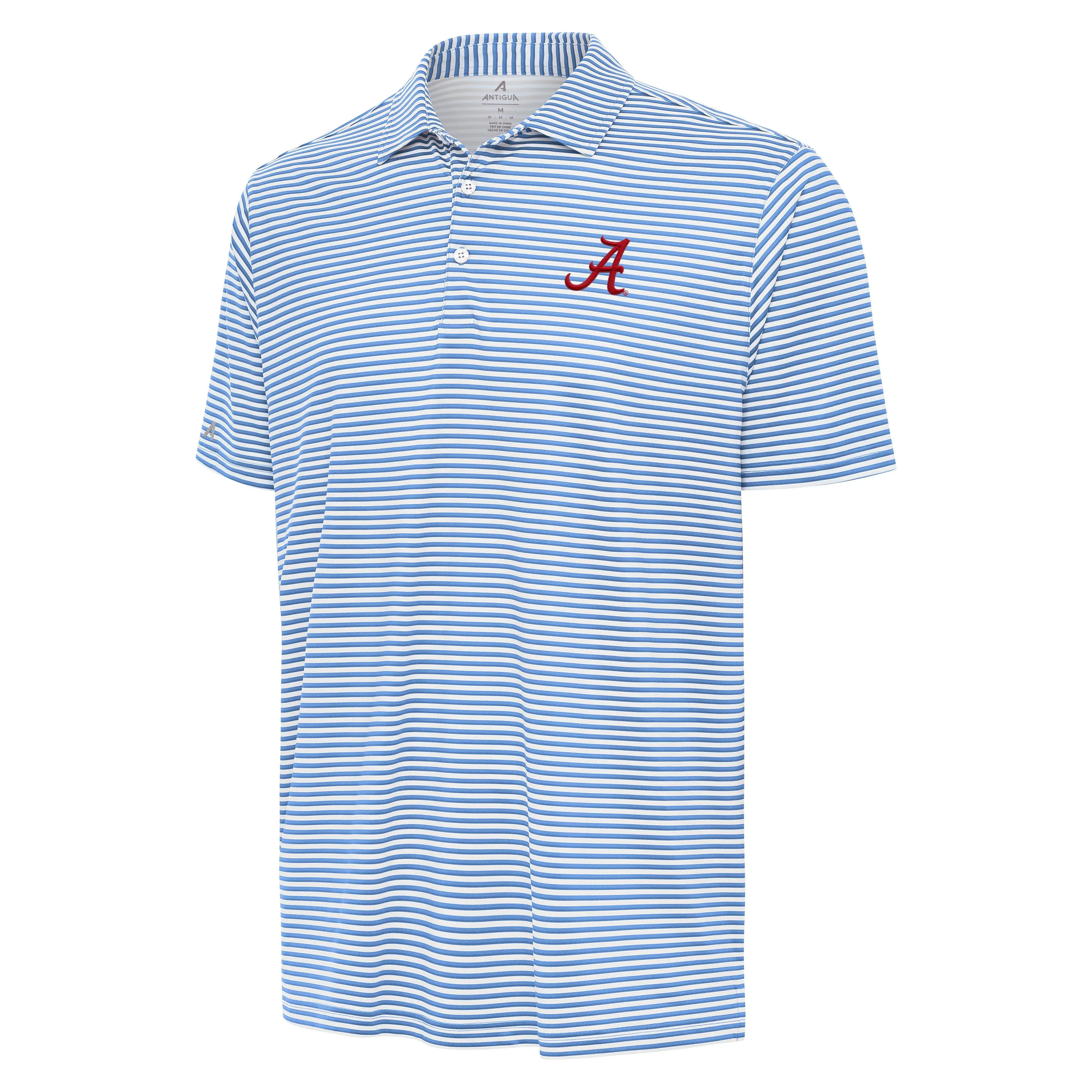 NCAA University of Alabama Antigua Striped Blue Skills Polo