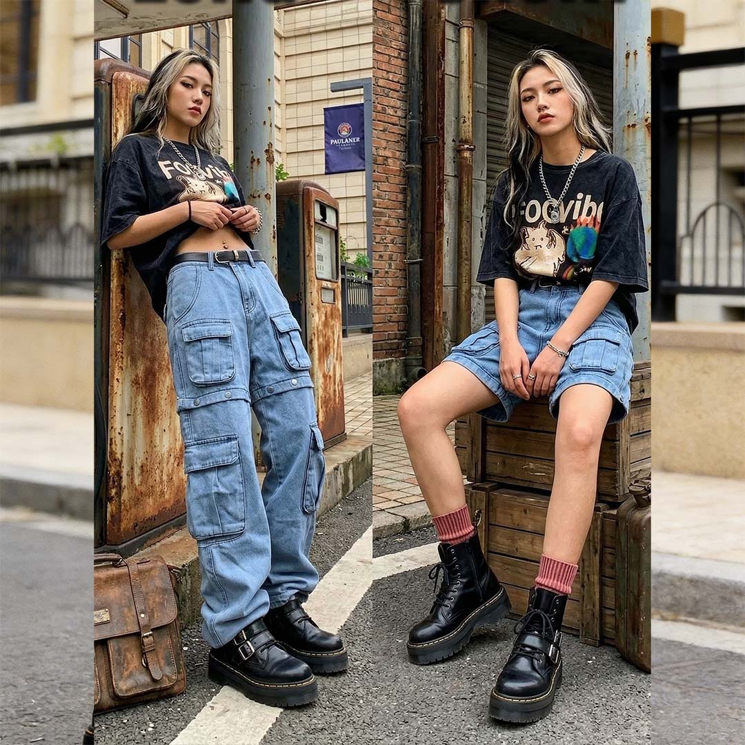 Viral 2026 Summer Trend! American Retro Cargo Jeans - Detachable 2-in-1 Denim Pants Streetwear