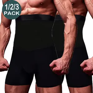 1/2/3 PACK Men Tummy Control Shorts High Waist  Compression Shapewear Belly Girdle Underwear Boxer Briefs