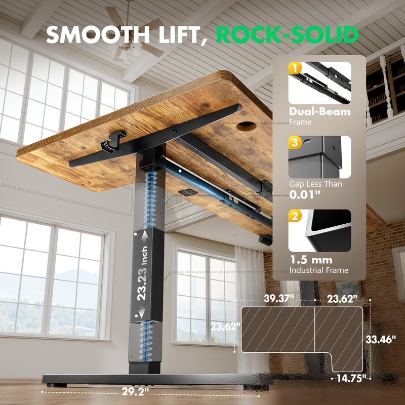 63" L-Shaped Electric Standing Desk with Ergonomic Monitor Shelf & Memory Controller for Home Office & Gaming Workstation