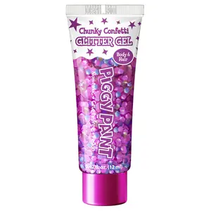 Piggy Paint Chunky Confetti Glitter Gel Neon Purple for Face Body & Hair - Long Lasting Non Toxic Cruelty Free Vegan Formula
