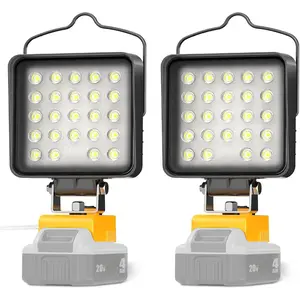 2 Pcs Cordless LED Work Light for Dewalt 20v Max Battery, 90W 9600LM Battery Light for Dewalt 20v Tools, Portable Outdoors Flood Lighting with USB & Type-C Charging Port, Low Voltage Protection