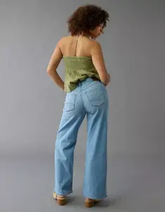 AE Dreamy Drape Stretch Curvy Super High-Waisted Baggy Wide-Leg Jean