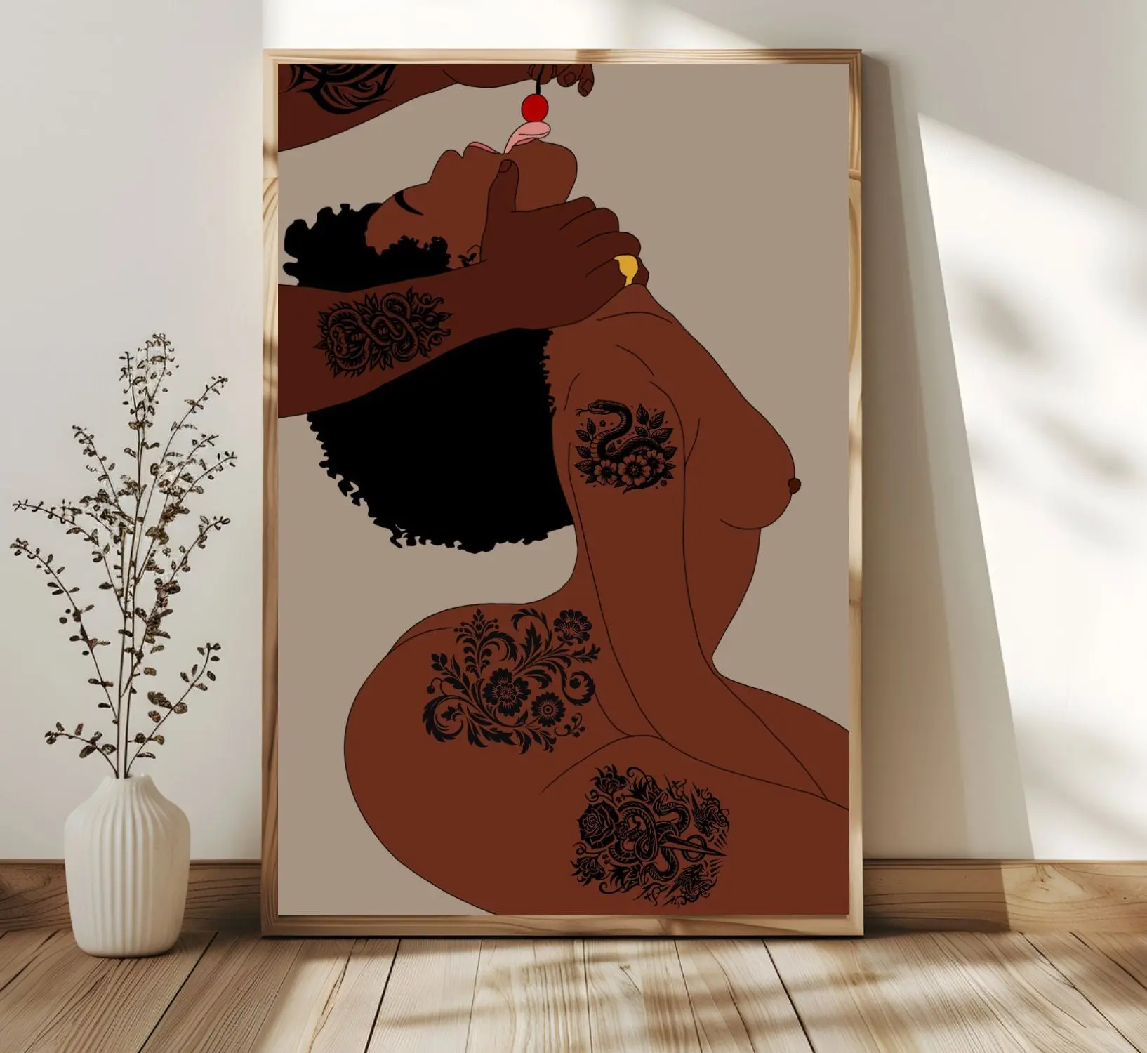 Black Love Art, black Love Wall Art, Black Couples Wall Art, Black Couple art, African Art, African Wall Art, Black Art Print Poster2 (UNFRAMED)