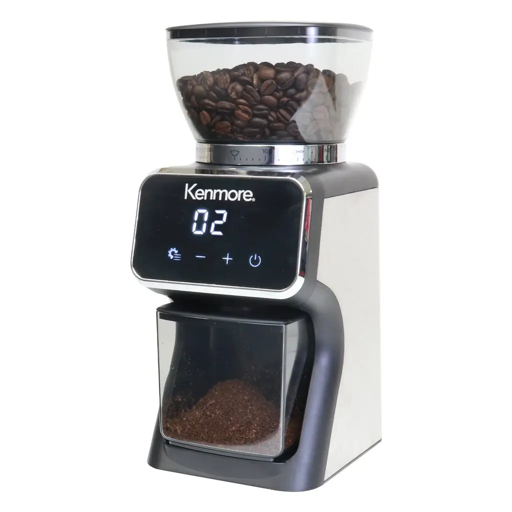 Kenmore KKCBGDB 120V 130W Conical Burr Coffee Grinder, Silver & Black