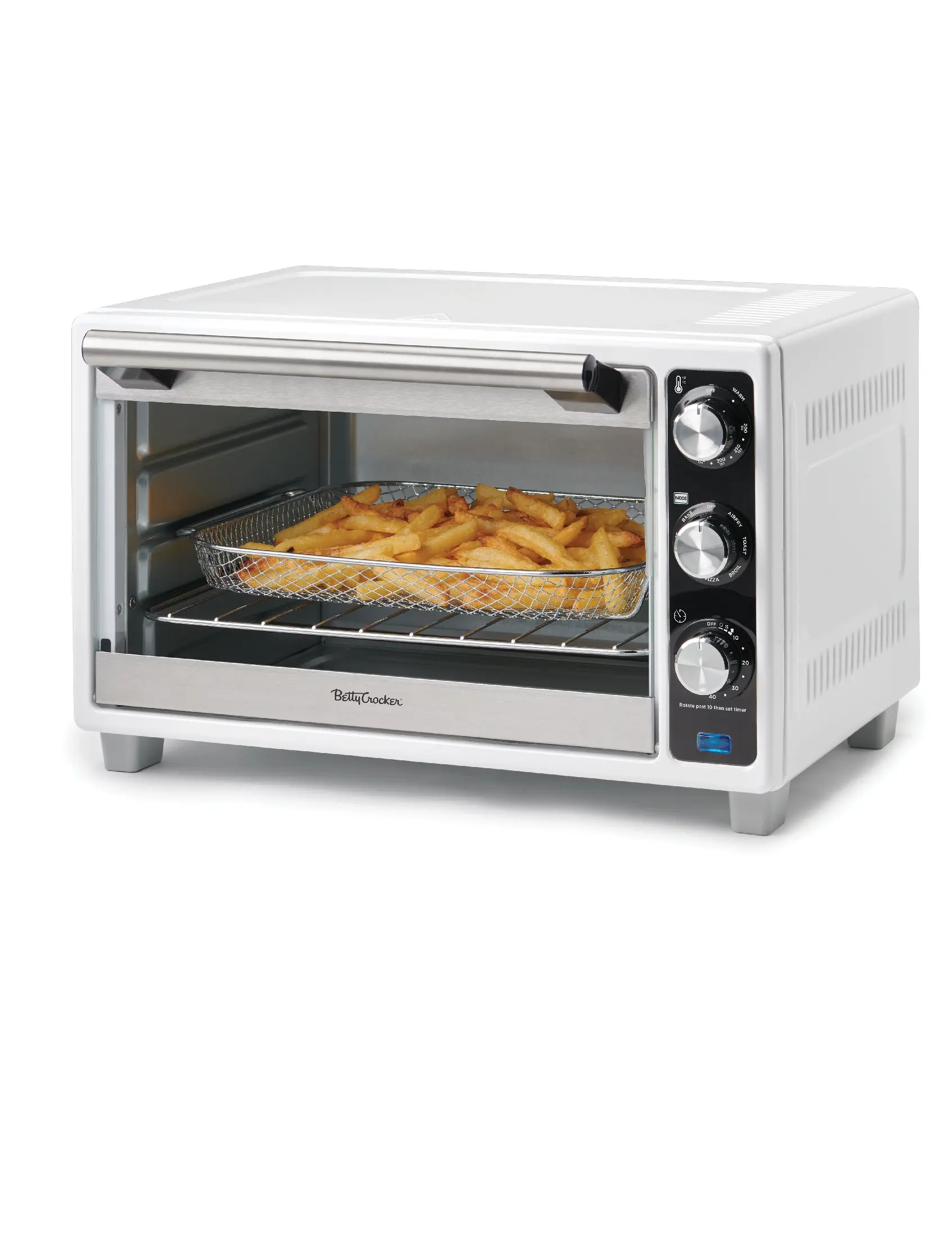 Betty Crocker Air Fryer Convection Toaster Oven, 0.7 Cu. Ft. 22-Liter Capacity, 7 Function Convection Oven with Pizza, Bagel, Roast, Bake & Keep Warm Settings, 1500 Watts, BC-4637W, White