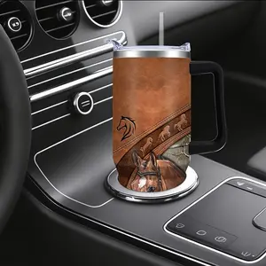 40oz Stainless Steel Horse Cup, Insulated Coffee Mug with Leak-Proof Lid, Hand Wash Only, Ideal Gift for Equestrians, Outdoor Gear