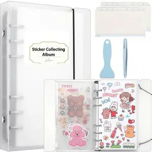 Reusable Sticker Collection Book, Detachable Pages, Waterproof, No Residue, Elegant Notebook for Stickers, Cards, Crafts, Girls' DIY Projects