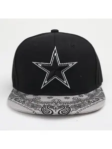 Cross-border new cashew flower flat brim embroidered star baseball cap for men and women, spring and summer fashion flat brim hip-hop cap trend